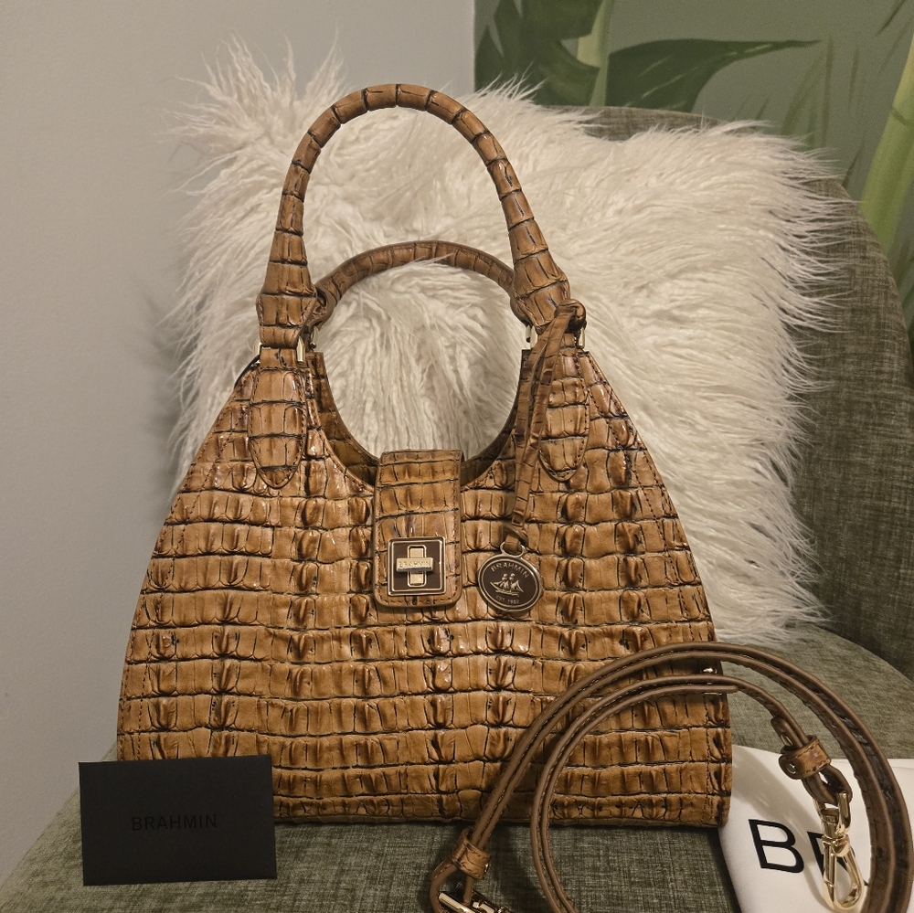 Brahmin Adrian Luggage Brown Leontyne Genuine Leather NWT